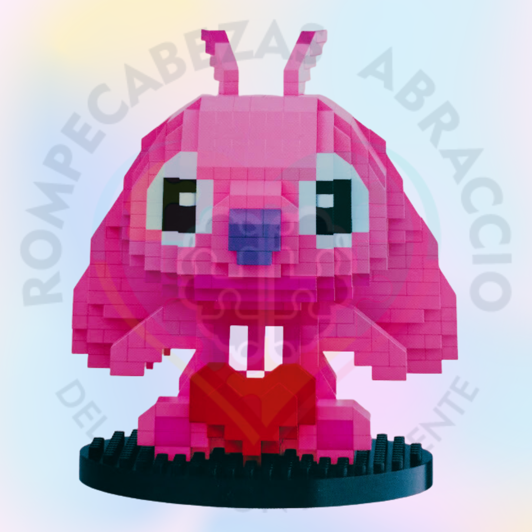 Stitch Rosa Corazón (708 piezas)  Armable de Miniblock/Minibrick –  RompecabezasAbraccio